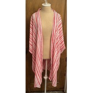 NWT Do Everything in love O/S red & white stripes kimono style cover up/shawl